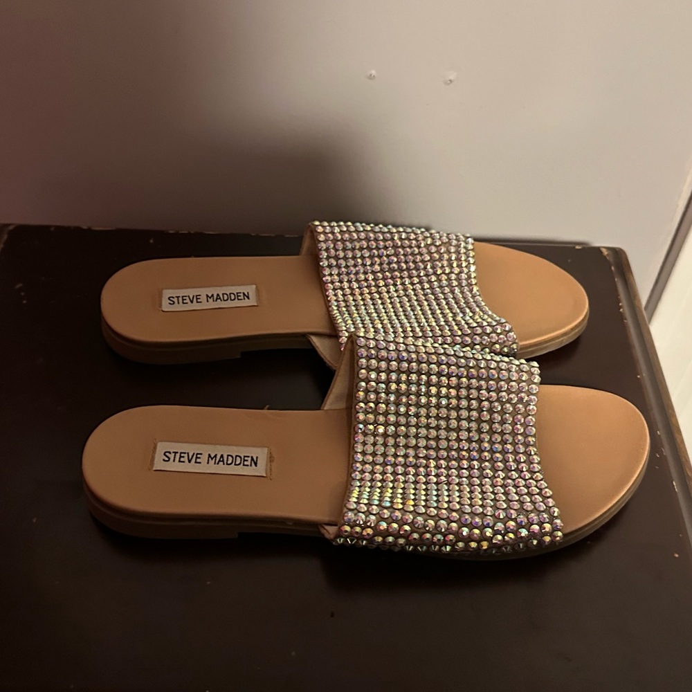 Steve Madden Tan Rhinestone Sandals